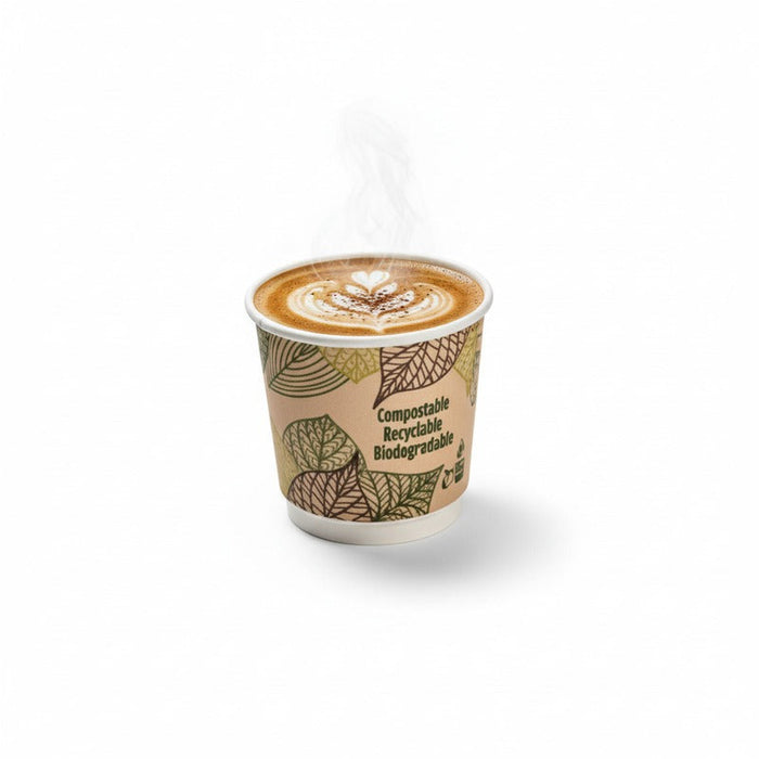 6pcs - Gobelet carton double paroi PLA - 230 ml - Ø 8 cm - H 9,3 cm