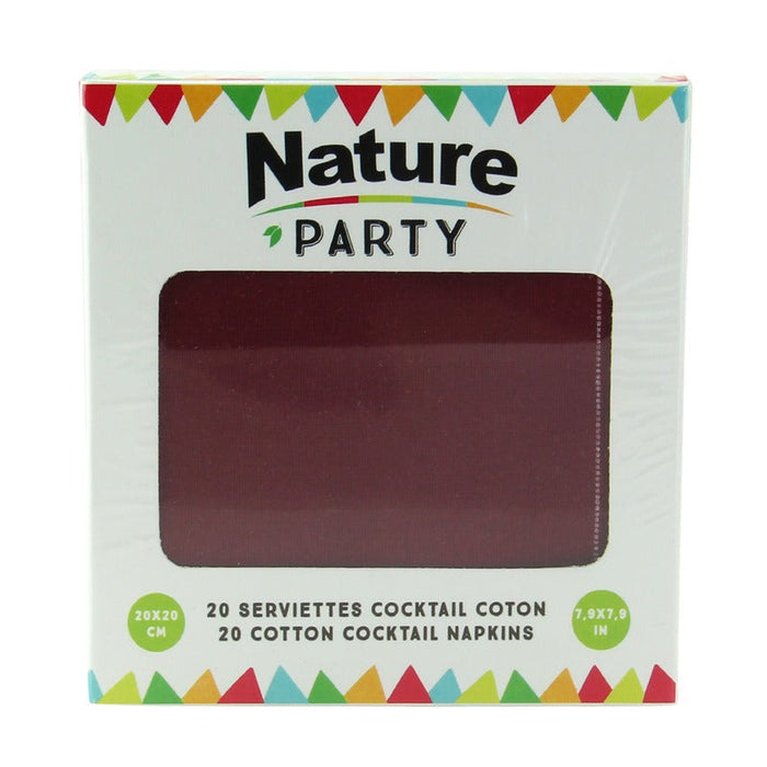 20pcs - Serviette cocktail coton rouge - 20 cm x 20 cm
