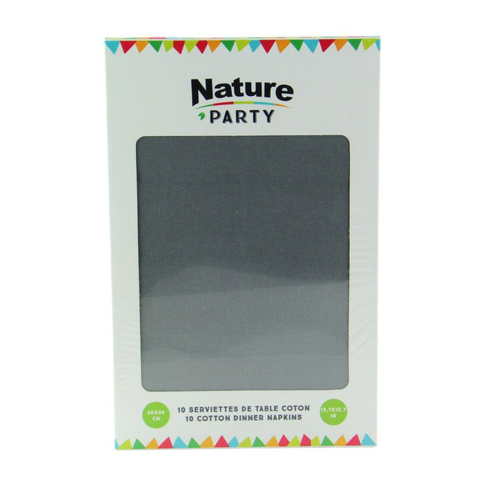 10pcs - Serviette de table coton gris - 40 cm x 40 cm