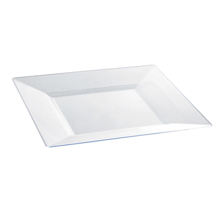 10pcs - Assiette carrée réutilisable transparente en plastique PS - 24 cm x 24 cm
