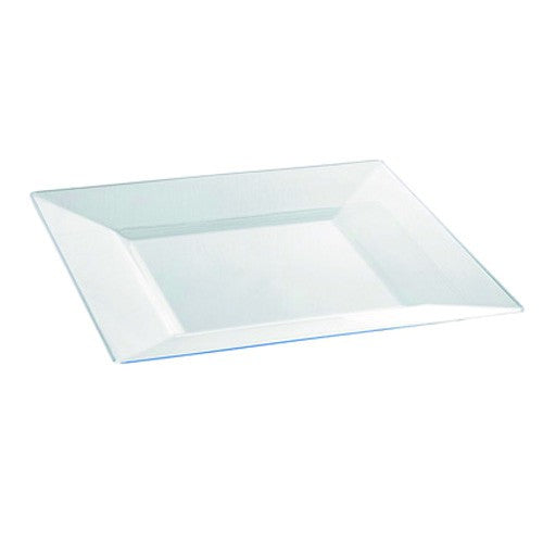 10pcs - Assiette carrée réutilisable transparente en plastique PS - 24 cm x 24 cm