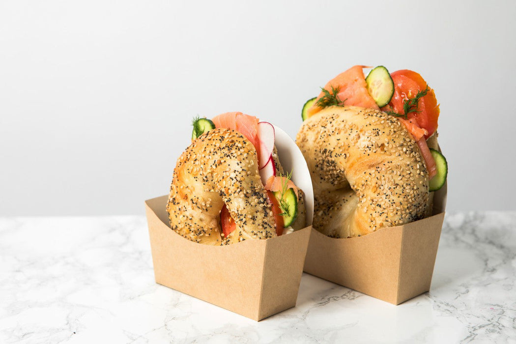 50pcs - Emballage carton kraft pour bagel intérieur blanc - 12 cm x 4 cm x 12 cm
