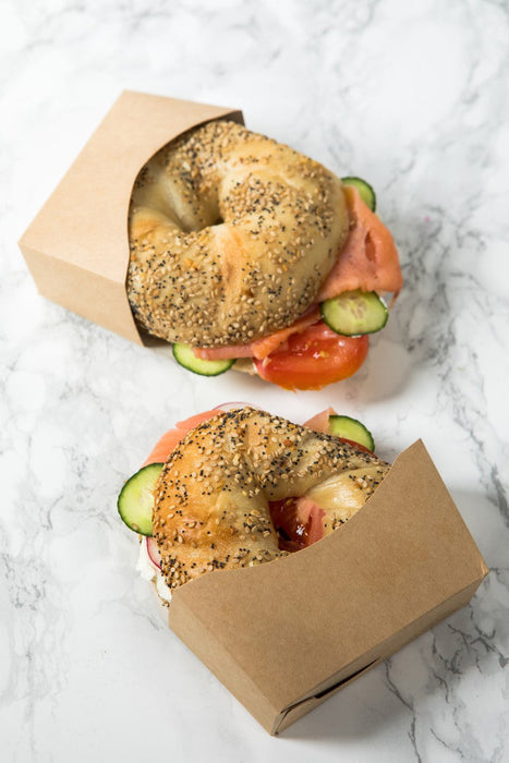 50pcs - Emballage carton kraft pour bagel intérieur blanc - 12 cm x 4 cm x 12 cm