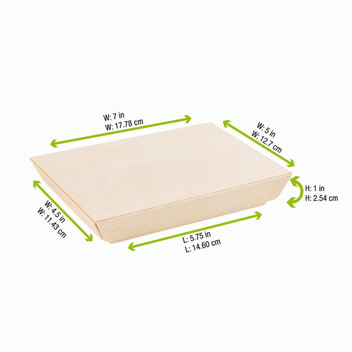 100pcs - Barquette rectangulaire en bois "Samouraï" - 18 cm x 13 cm x 2,9 cm