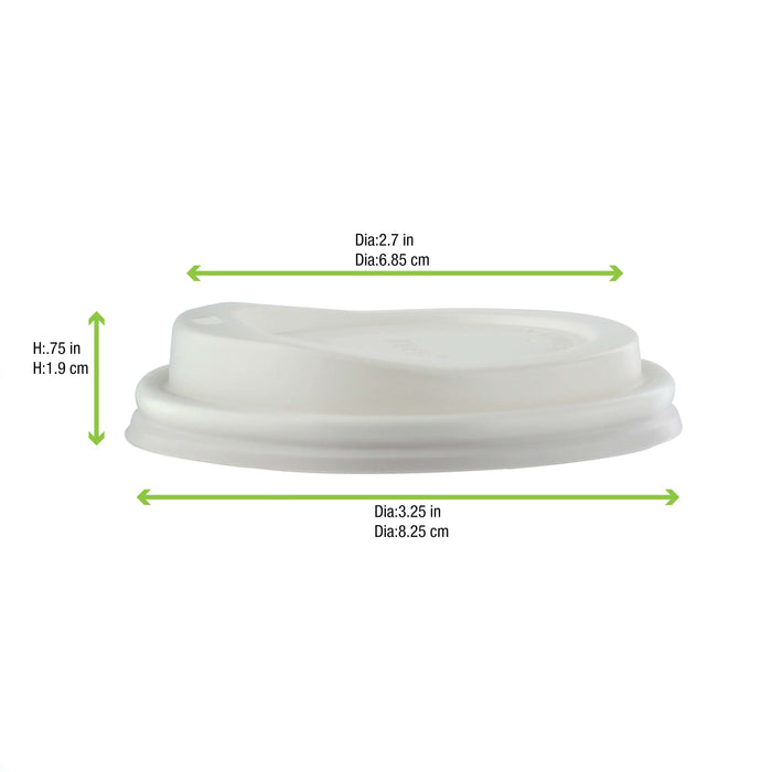 50pcs - Couvercle CPLA blanc dôme avec bec - Ø 8 cm - H 1,9 cm