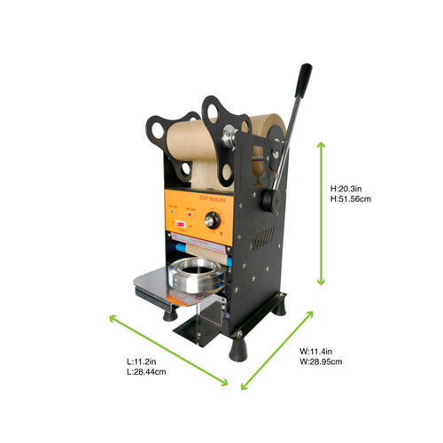 1pc - Scelleuse manuelle pour contenants - Ø 6,2 à 9,2 cm - 29 cm x 28 cm x 51 cm