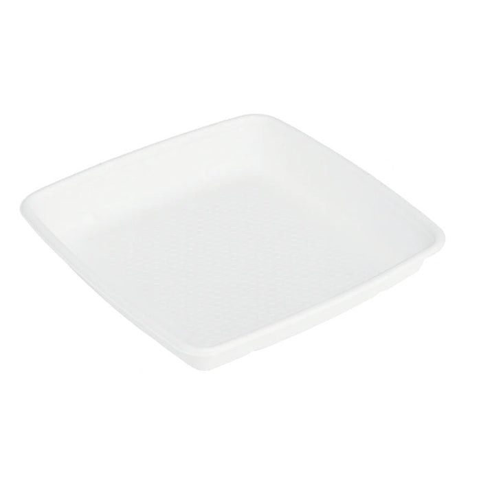 25pcs - Saladier carré blanc en pulpe sans couvercle - 1000 ml - 23,5 cm x 23,5 cm x 2,8 cm