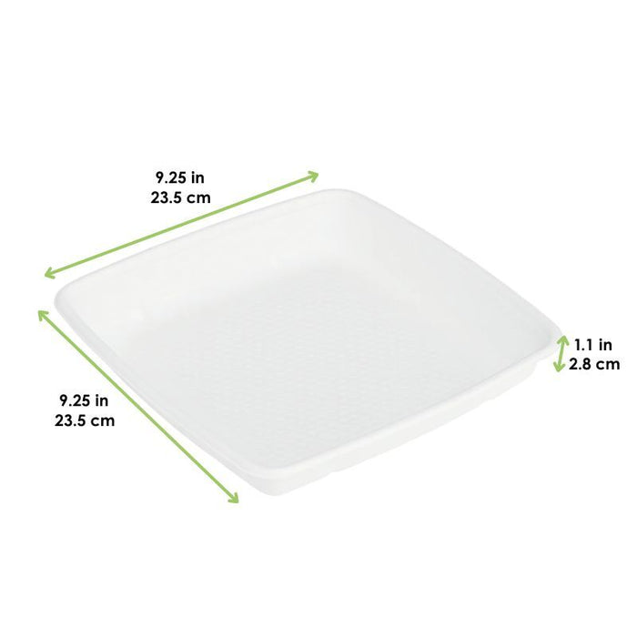 25pcs - Saladier carré blanc en pulpe sans couvercle - 1000 ml - 23,5 cm x 23,5 cm x 2,8 cm