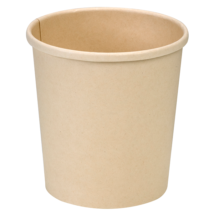 25pcs - Pot carton fibre de bambou chaud et froid avec couvercle carton - 490 ml - Ø 9,7 cm - H 10,7 cm
