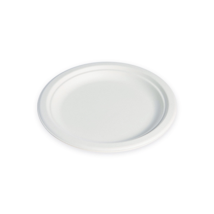 6pcs - Assiette ronde blanche en pulpe - Ø 16 cm