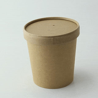 25pcs - Pot carton kraft brun chaud et froid avec couvercle carton - 490 ml - Ø 9,7 cm - H 9,5 cm
