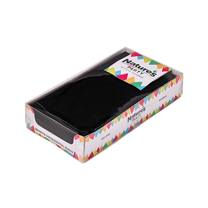 10pcs - Serviette de table coton noir - 40 cm x 40 cm